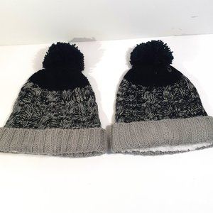 Winter Essentials Black, Gray, White Knitted Beanie Hat with Pom Pom  (l…
